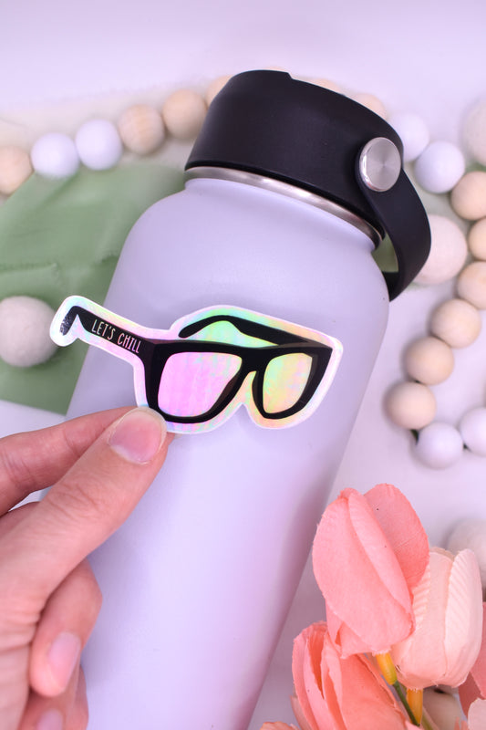 Holographic Sunglasses Sticker, 3x1.43in