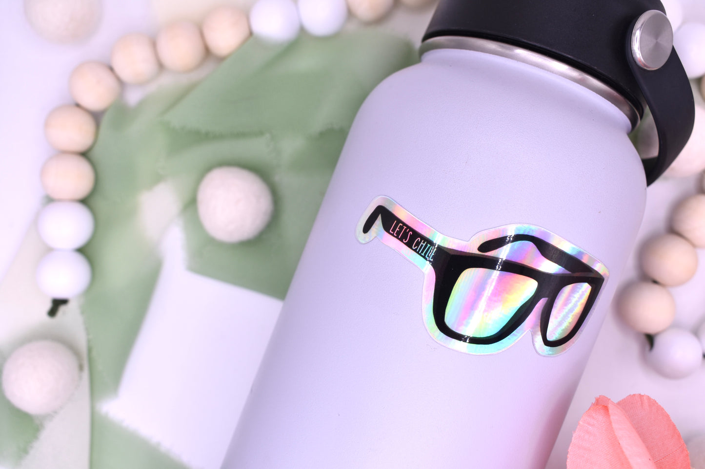 Holographic Sunglasses Sticker, 3x1.43in