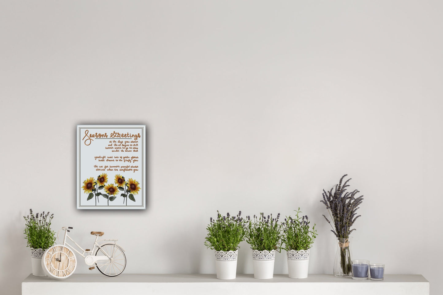 Season's Greetings Sunflower Poem Art Print