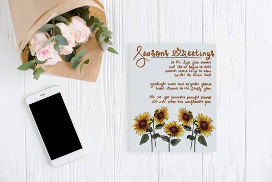 Season's Greetings Sunflower Poem Art Print