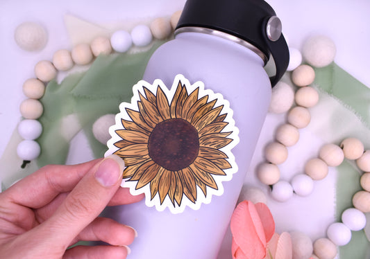 Large Sunflower Sticker, 2.98x3in