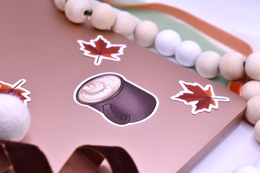 Coffee Mug Latte Art Sticker, 2x1.69in