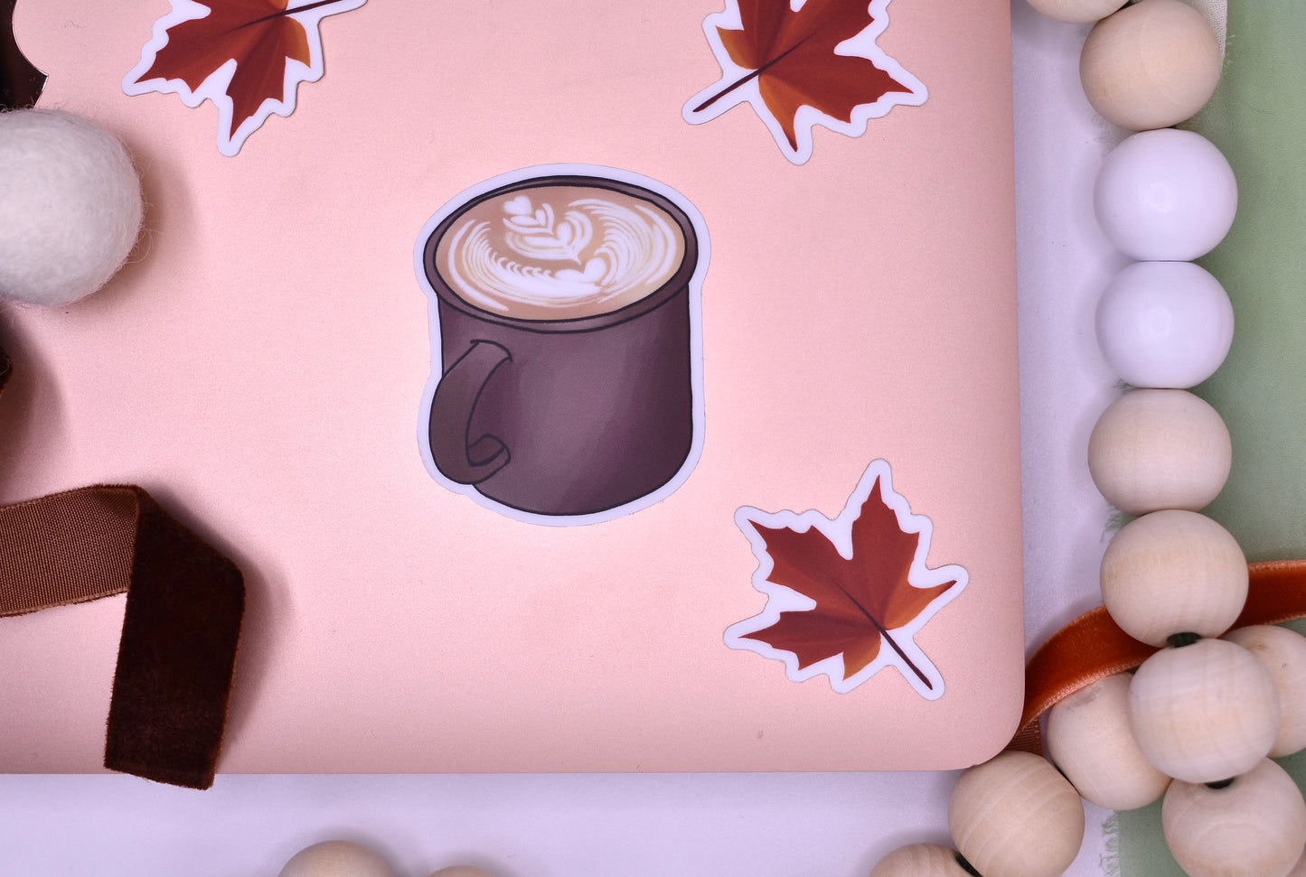 Coffee Mug Latte Art Sticker, 2x1.69in