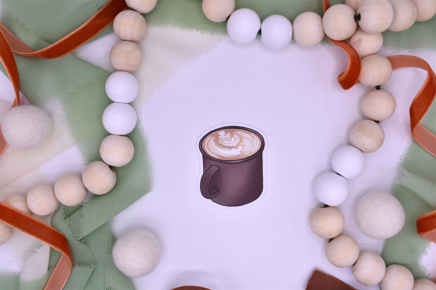 Coffee Mug Latte Art Sticker, 2x1.69in