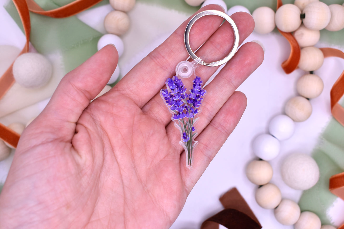 Lavender for Luck Keychain, 1x2in