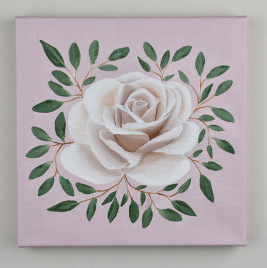 "Margot" - 8x8in Original Rose Painting