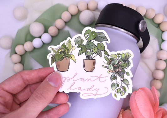 Plant Lady Sticker, 3.5x2.97in
