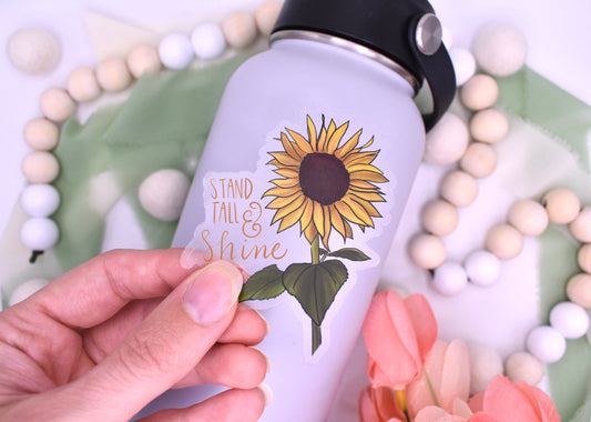 Stand Tall and Shine Sunflower Sticker, 2.49x3in