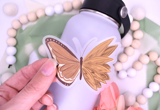 Sunflower Butterfly Sticker, 3x2.25in