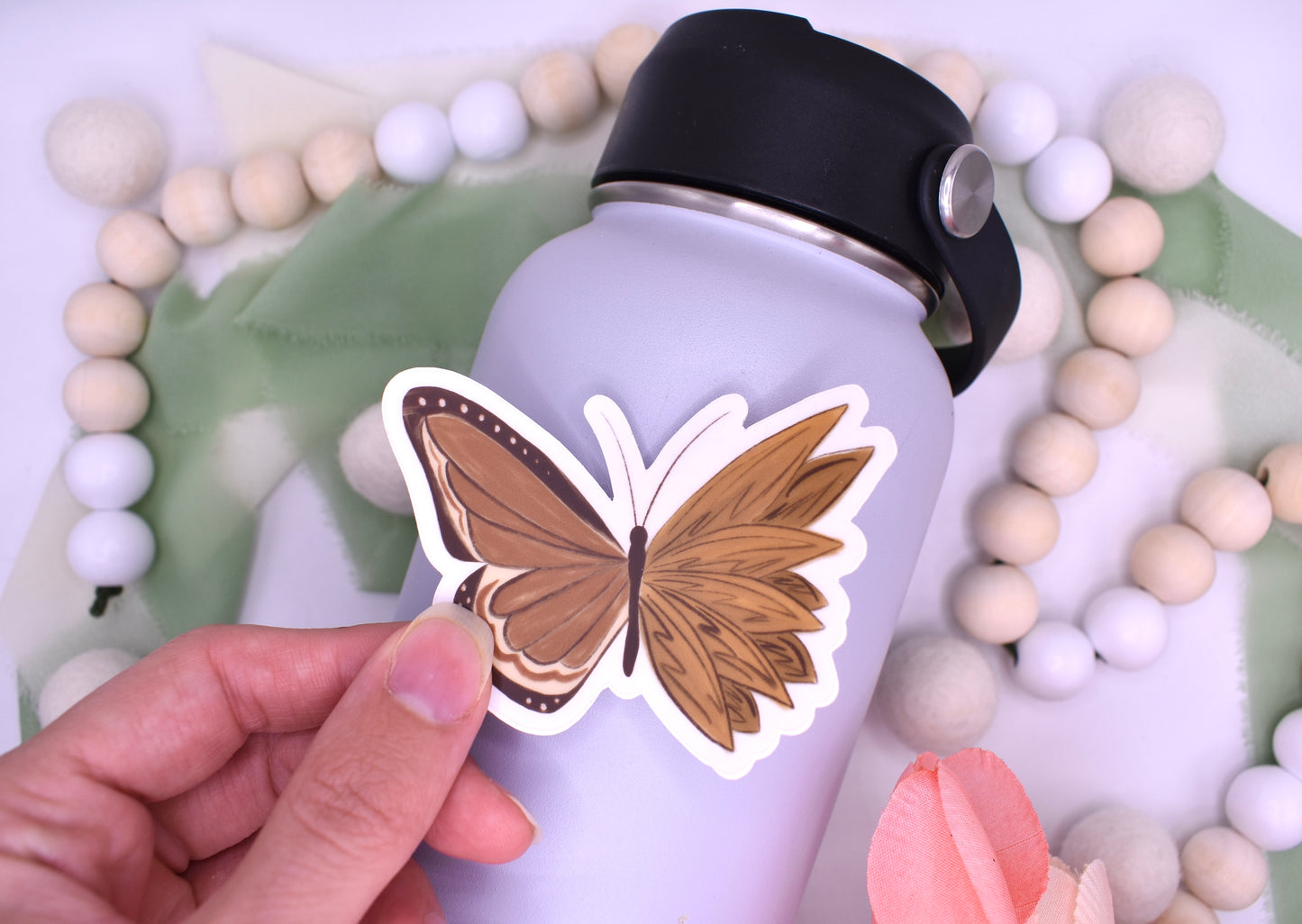 Sunflower Butterfly Sticker, 3x2.25in