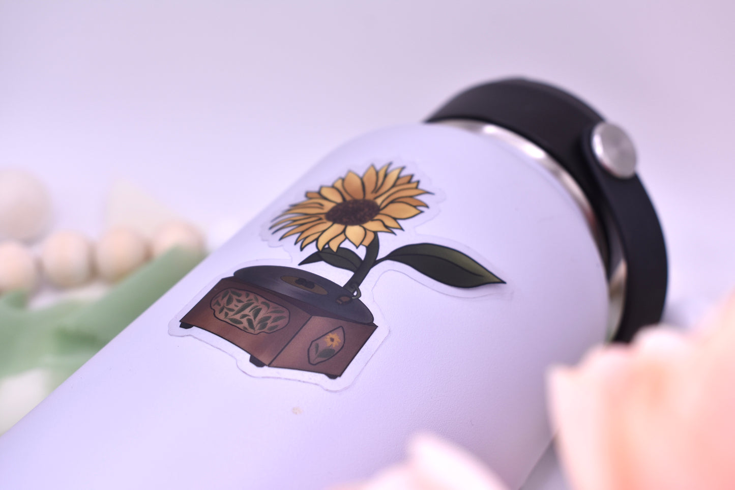 Sunflower Record Player Sticker, 2.41x3in