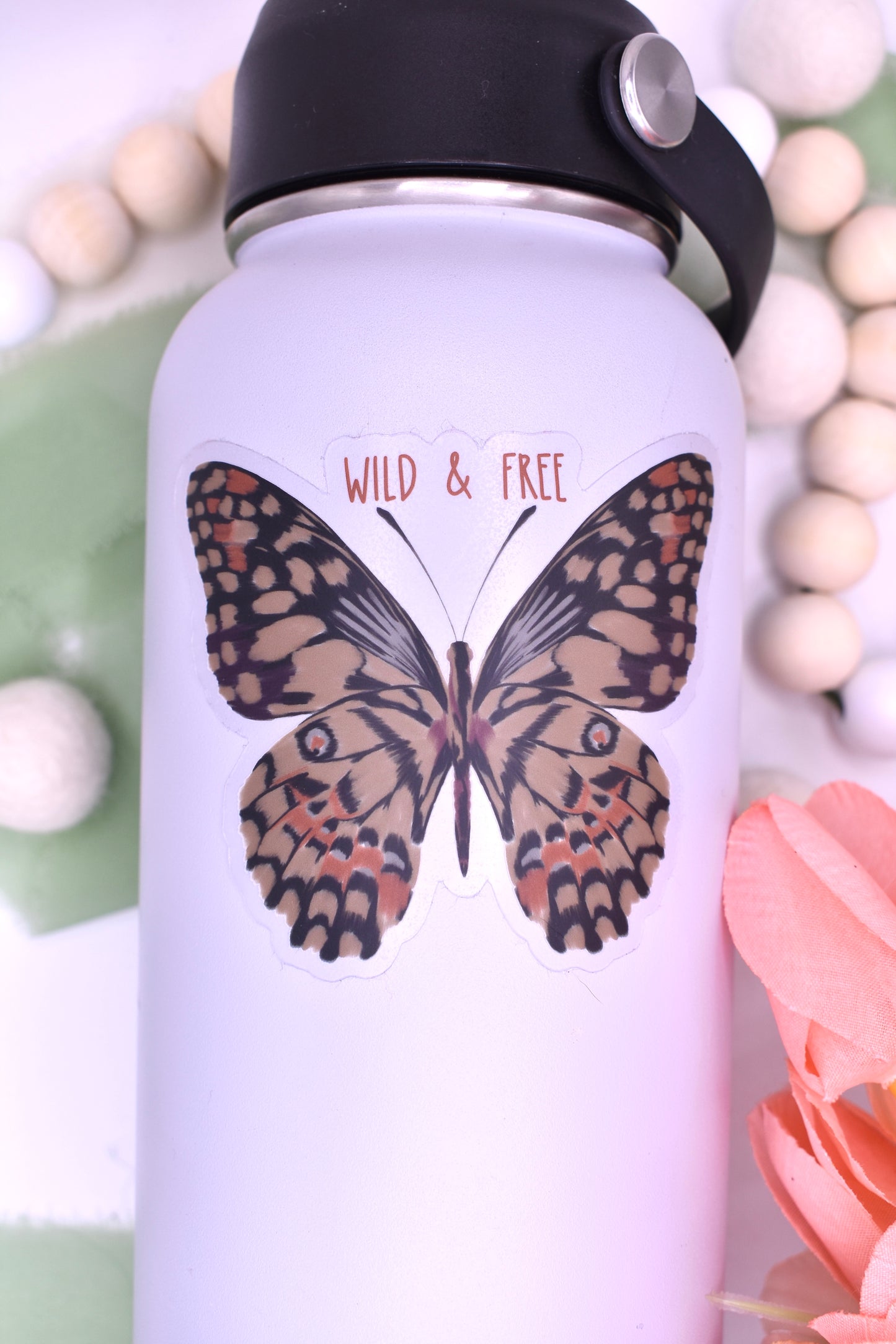 Wild and Free Butterfly Sticker, 3.5x2.83in