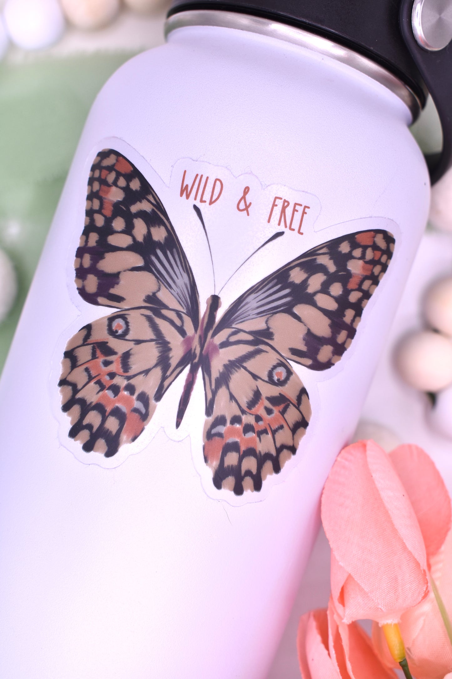 Wild and Free Butterfly Sticker, 3.5x2.83in