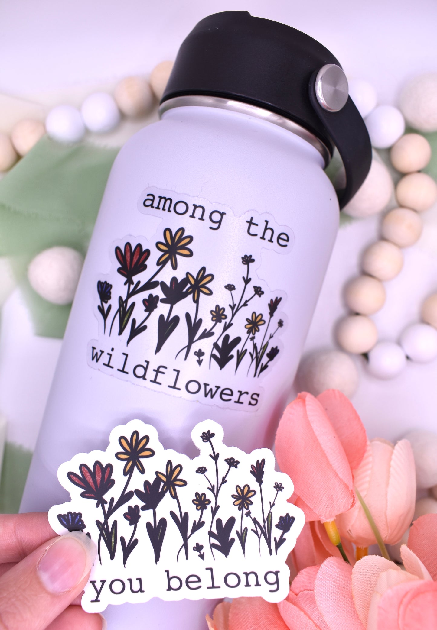 Among the Wildflowers Sticker, 3x2.5in