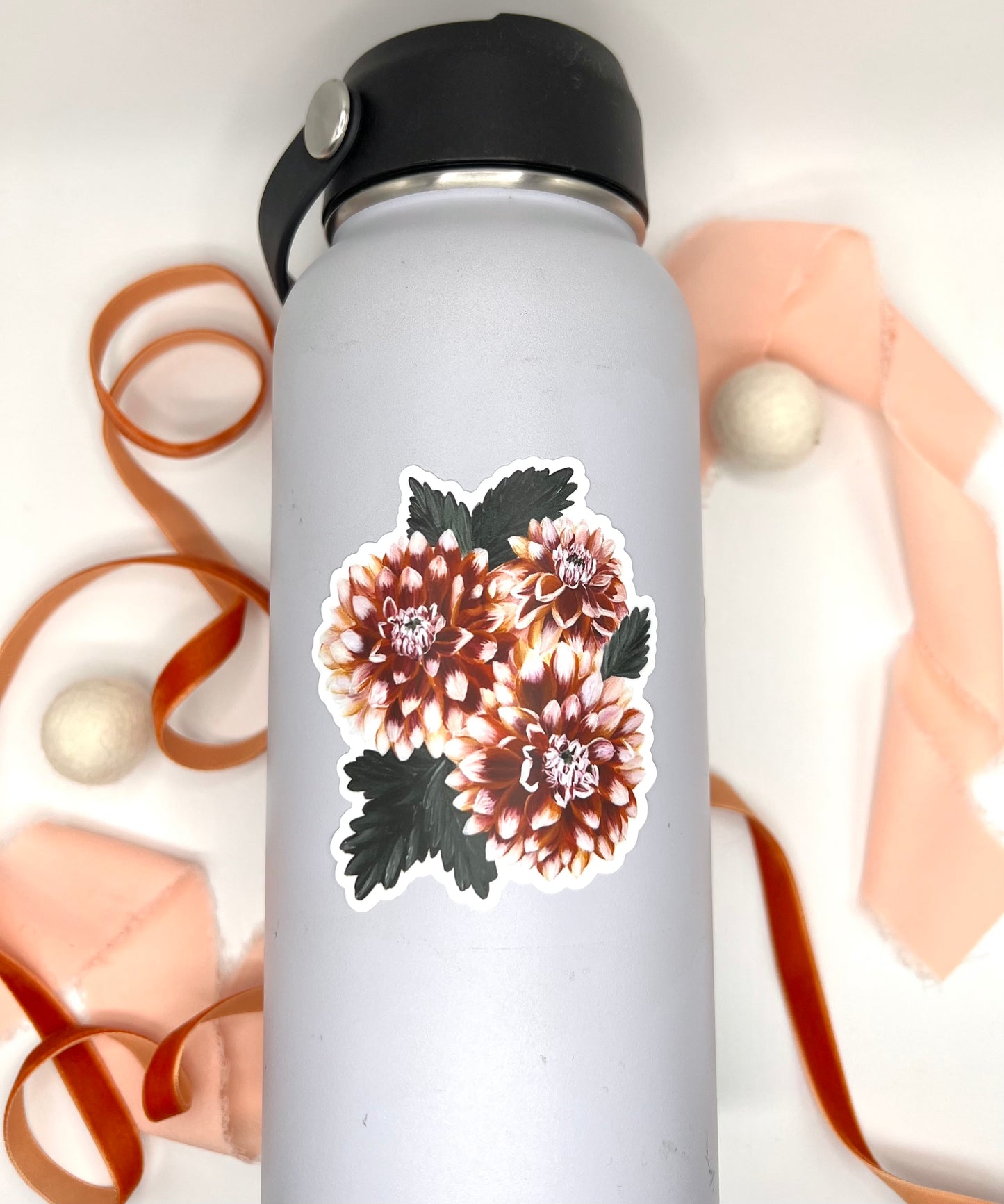 Autumn Dahlia Flower Bouquet Sticker, 2.77x3in