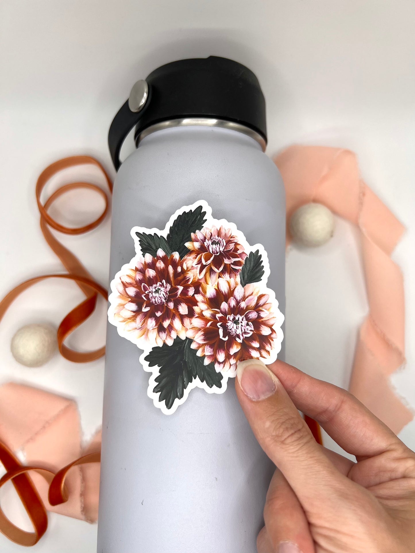 Autumn Dahlia Flower Bouquet Sticker, 2.77x3in