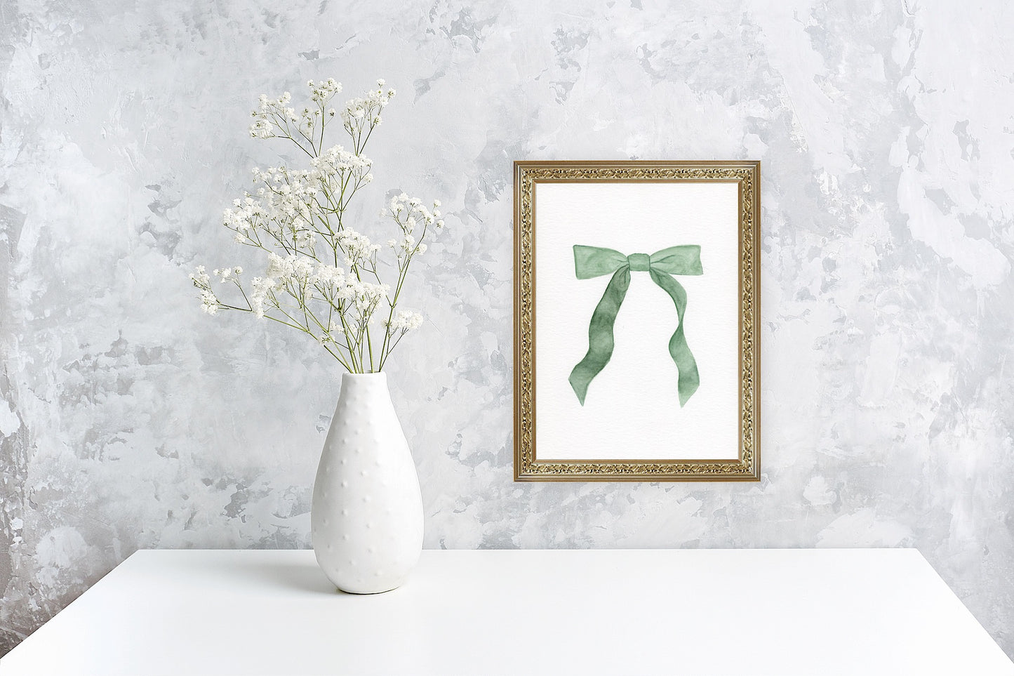 Summer Lane Watercolor Bow Art Print – Soft and Timeless Wall Decor