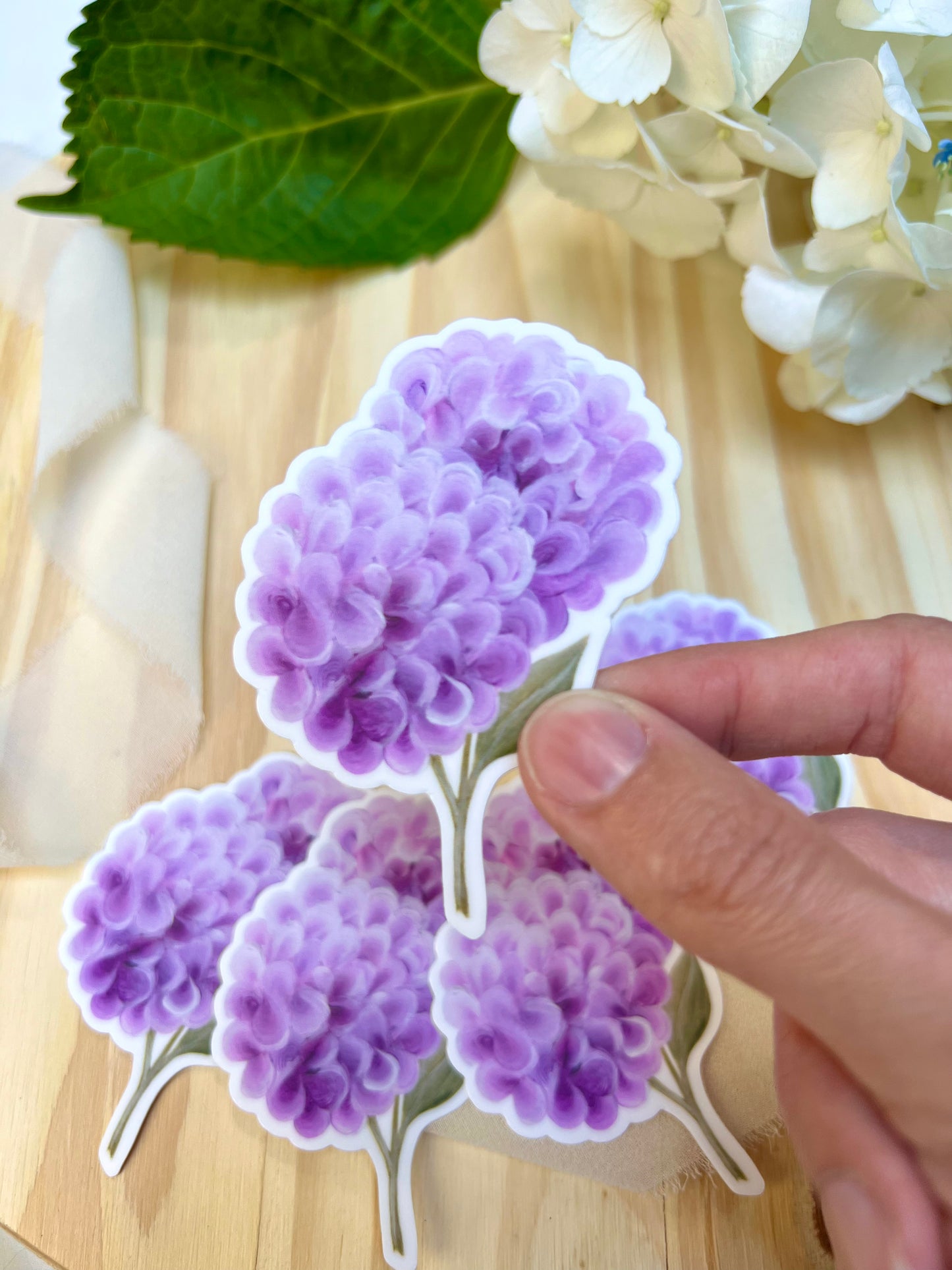 Purple Pink Hydrangeas Sticker, 2.2x3in