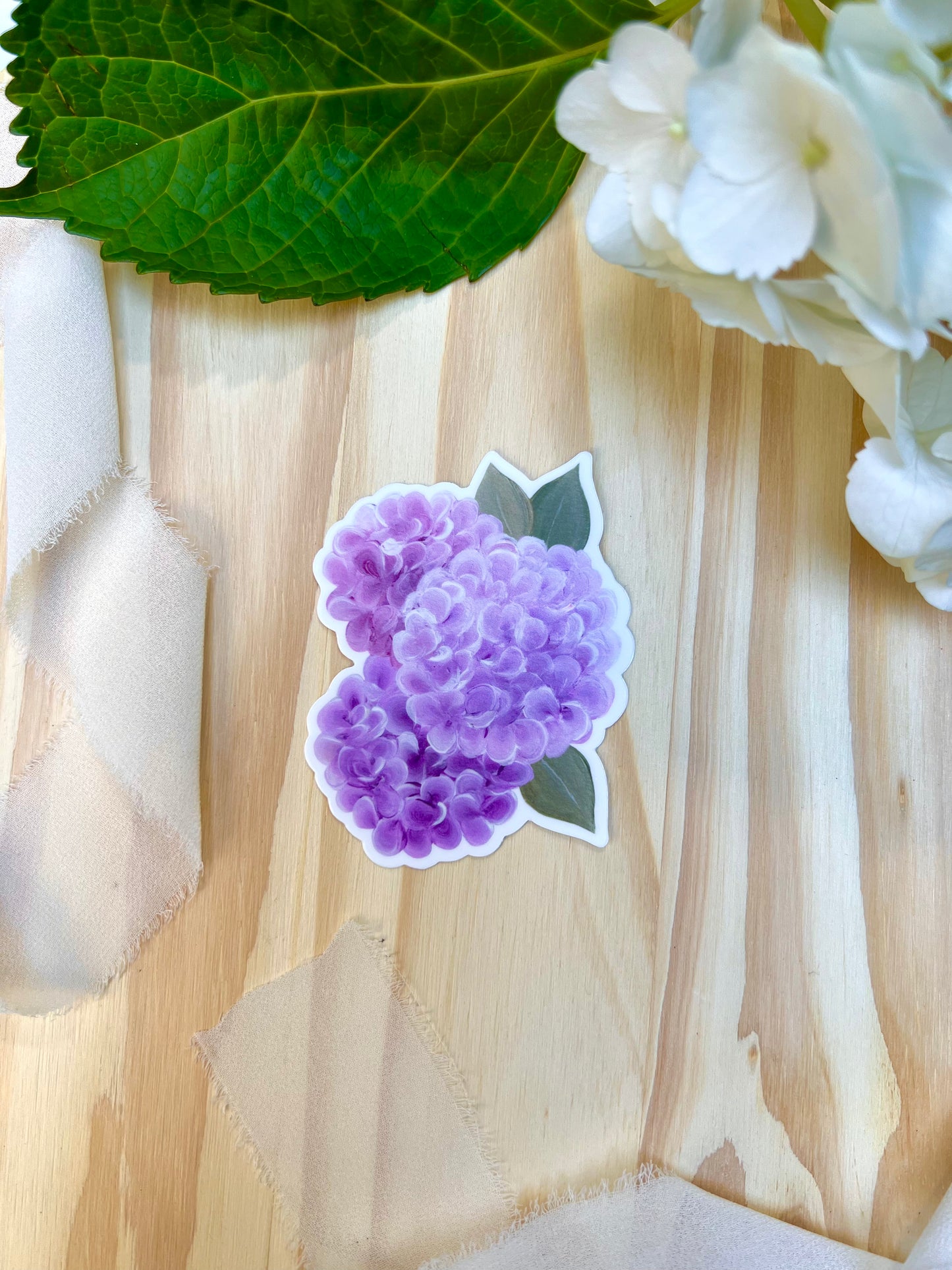 Purple Pink Hydrangeas Bouquet Sticker, 2.38x3in