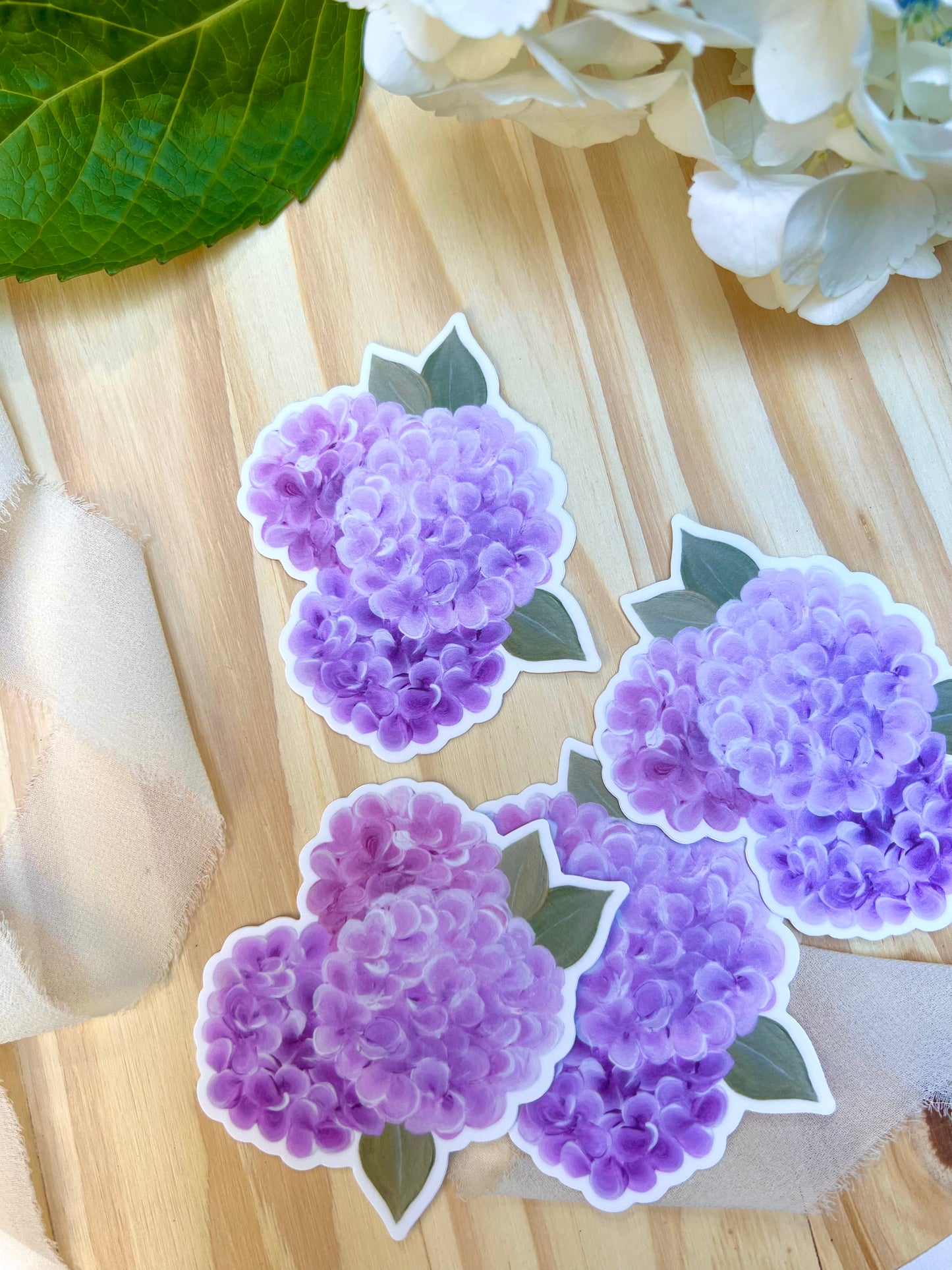 Purple Pink Hydrangeas Bouquet Sticker, 2.38x3in