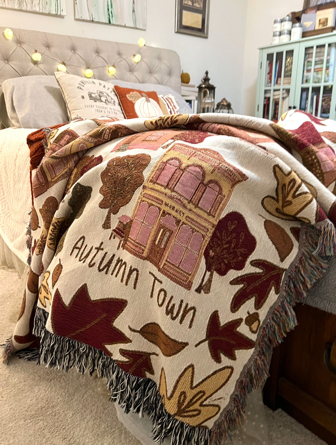 Autumn Town Woven Throw Blanket
