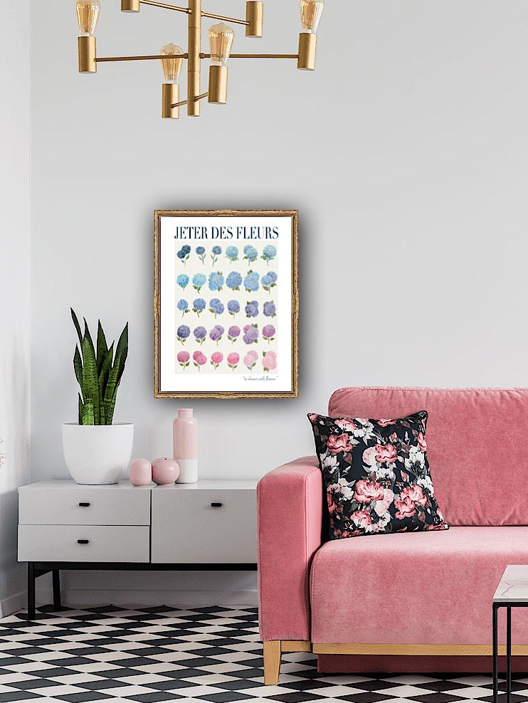 Jeter Des Fleurs Hydrangea Art Print