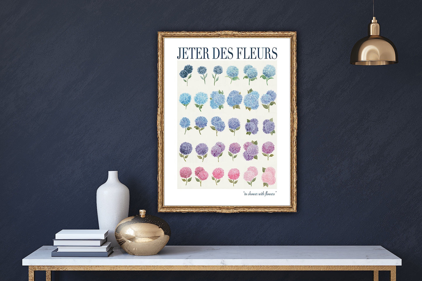 Jeter Des Fleurs Hydrangea Art Print