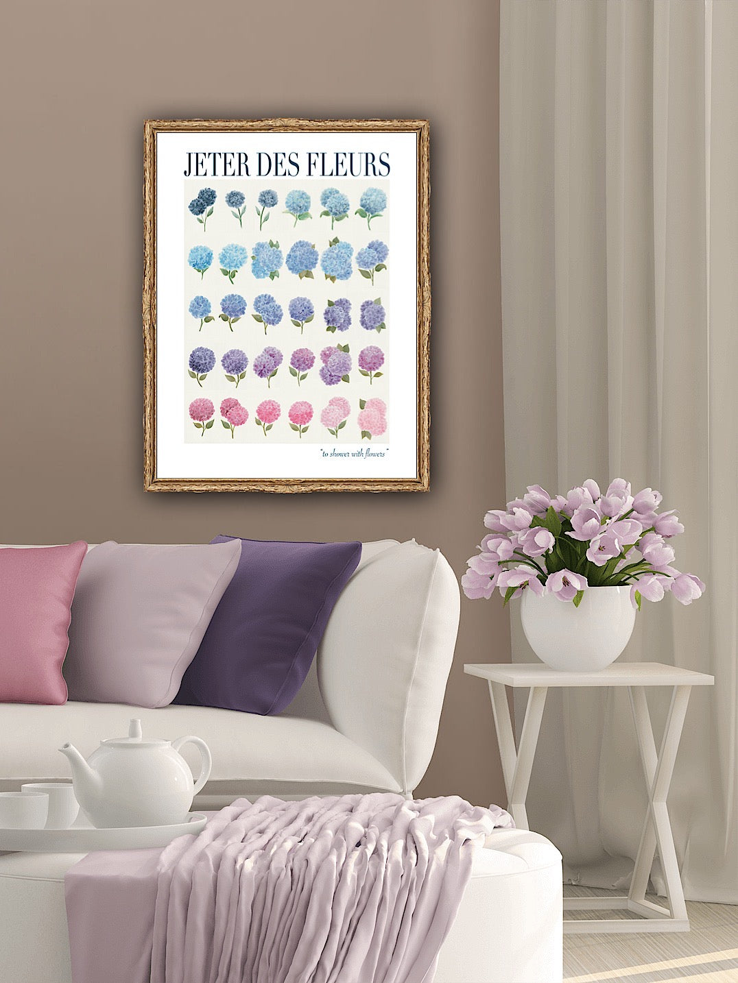 Jeter Des Fleurs Hydrangea Art Print