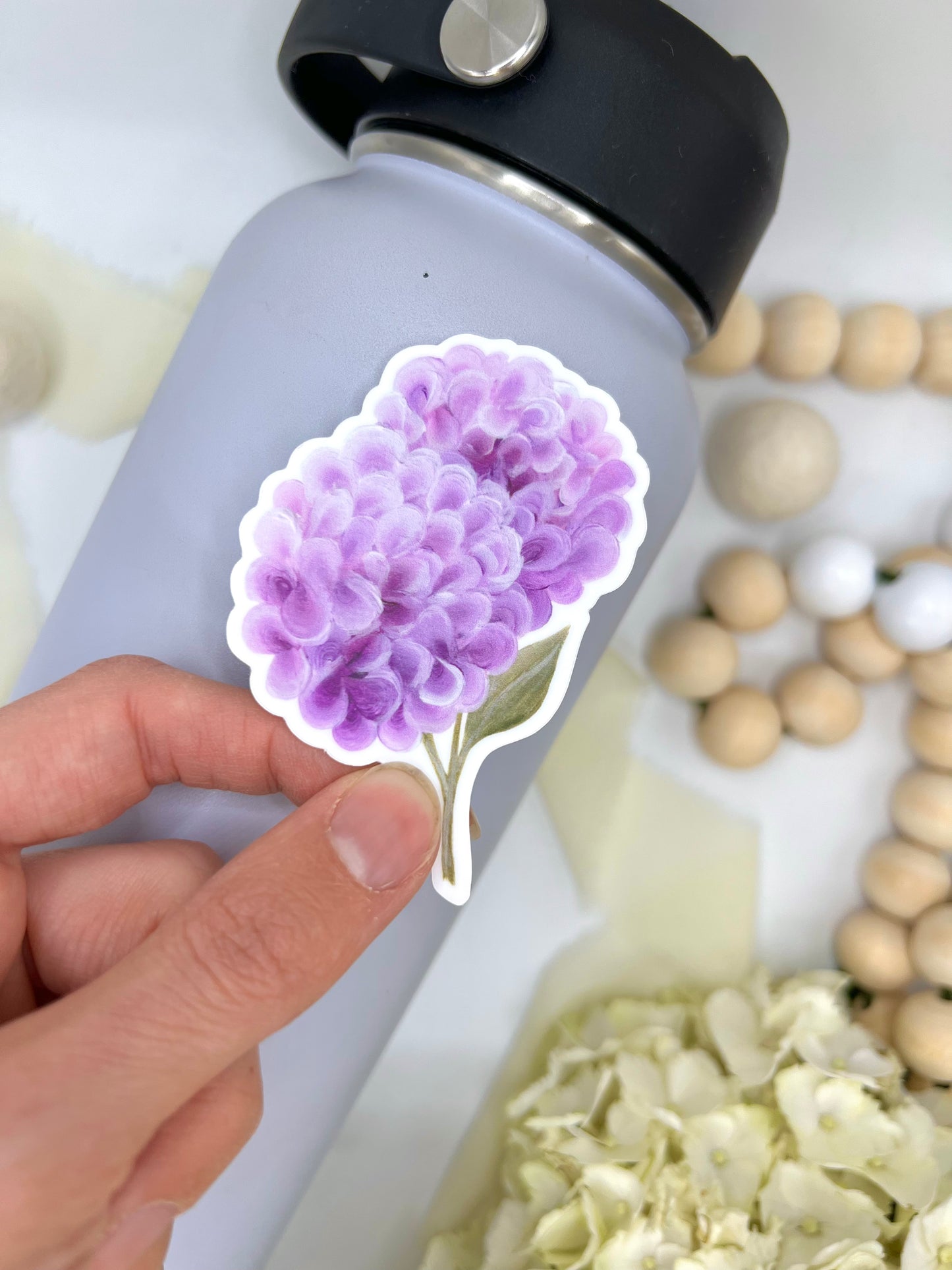 Purple Pink Hydrangeas Sticker, 2.2x3in