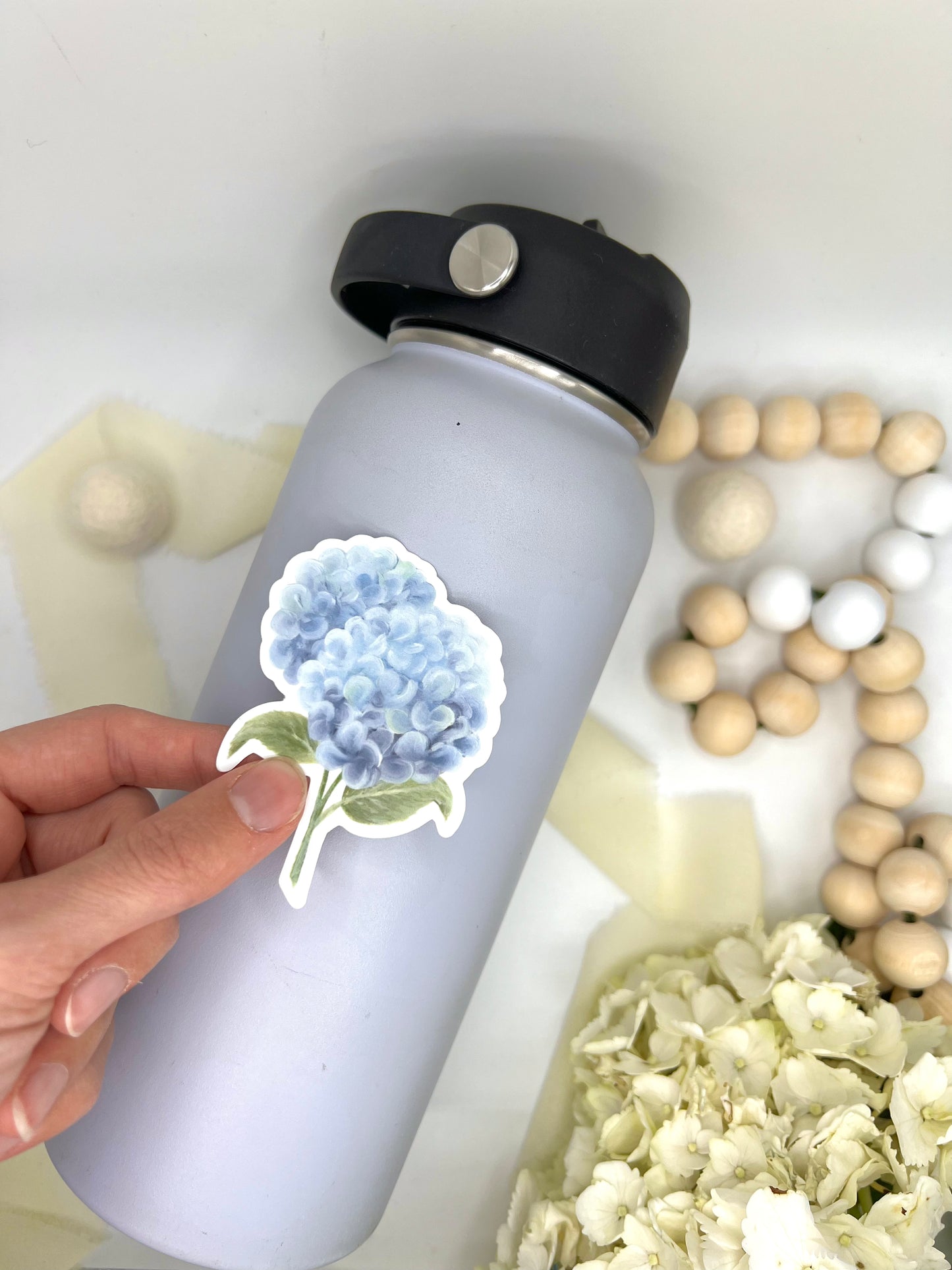 Blue Hydrangeas Sticker, 2.08x3in
