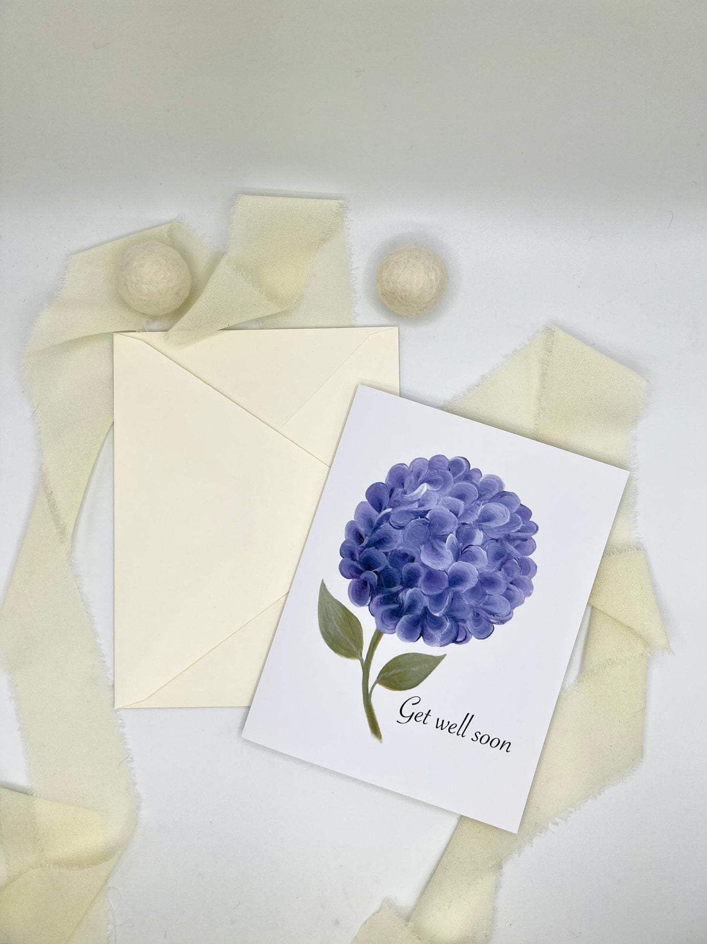 Purple Hydrangea Get Well Soon Greeting Card
