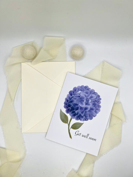 Purple Hydrangea Get Well Soon Greeting Card