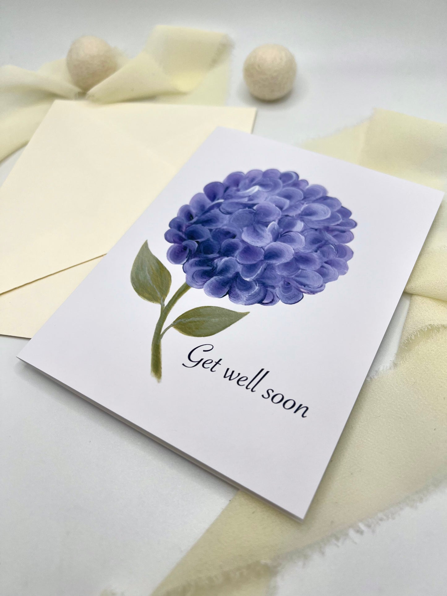 Purple Hydrangea Get Well Soon Greeting Card