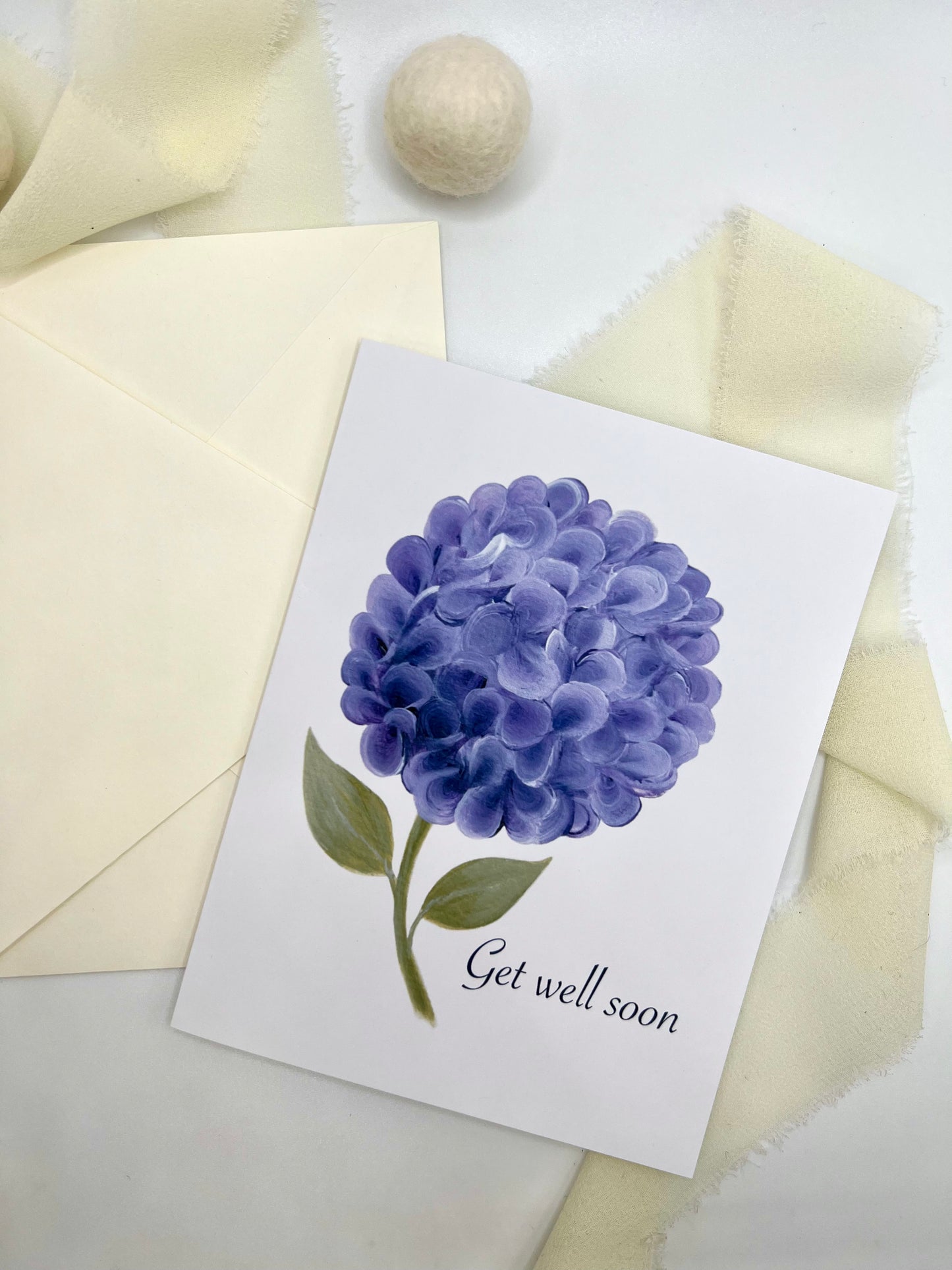 Purple Hydrangea Get Well Soon Greeting Card