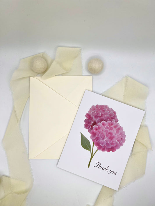 Pink Hydrangeas Thank You Greeting Card