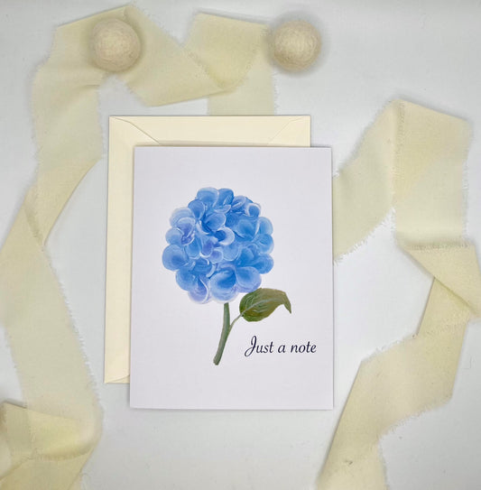 Blue Hydrangea Just a Note Greeting Card