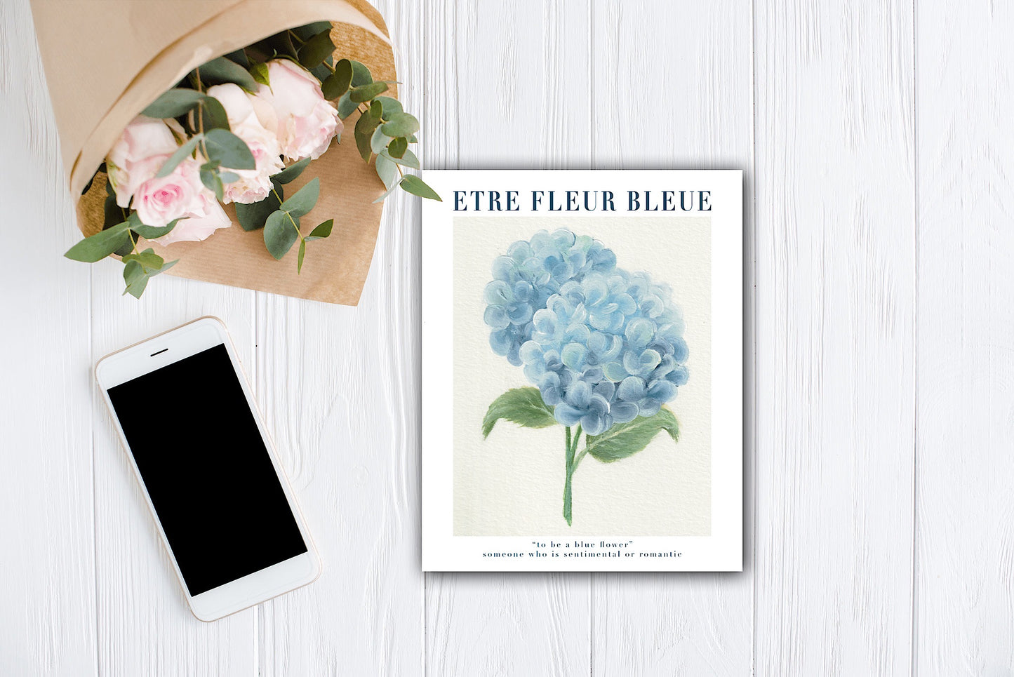 Etre Fleur Bleue Hydrangea Art Print