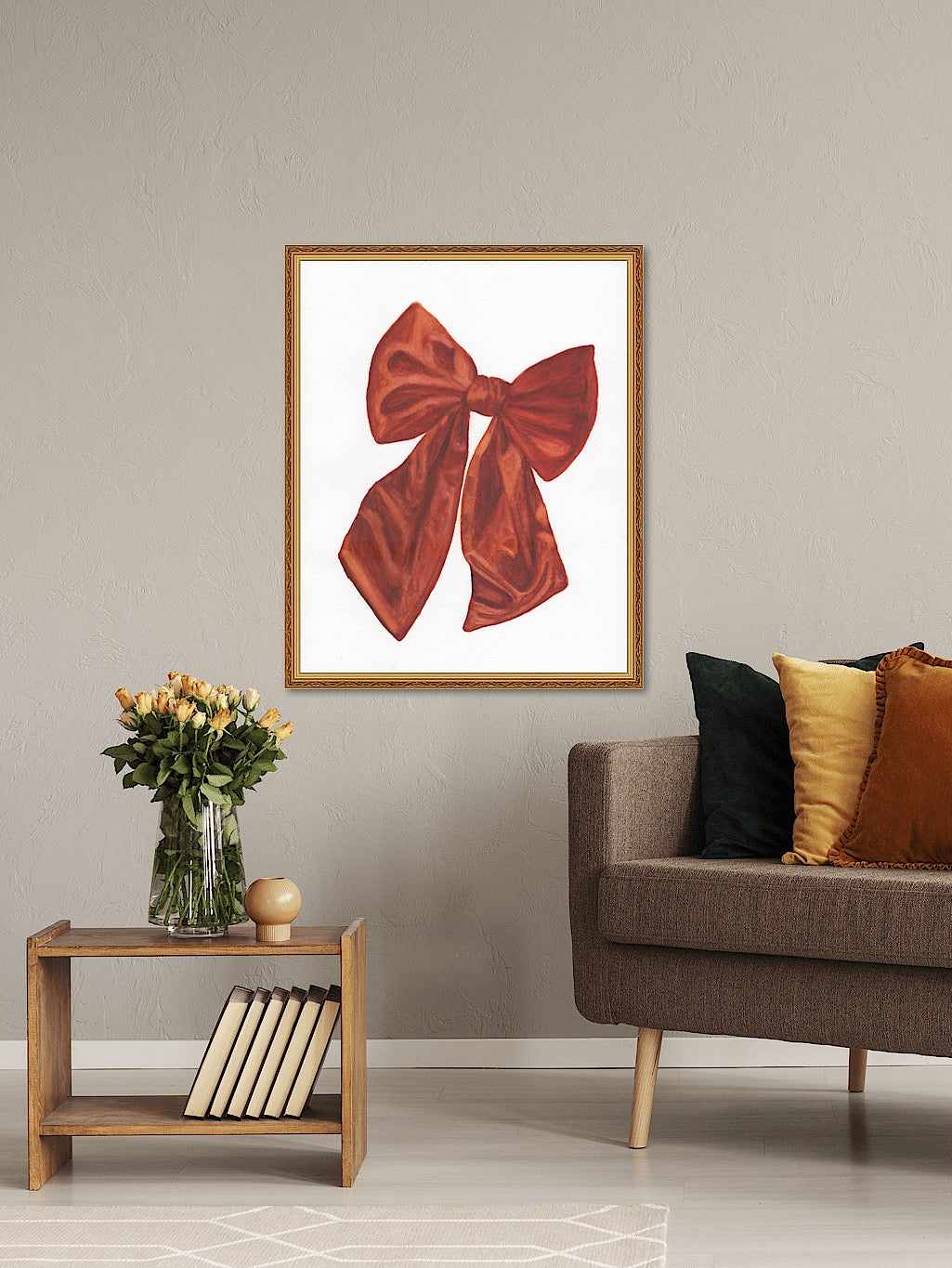 "Kissed in Ember" Watercolor Bow Art Print 🎀🍂