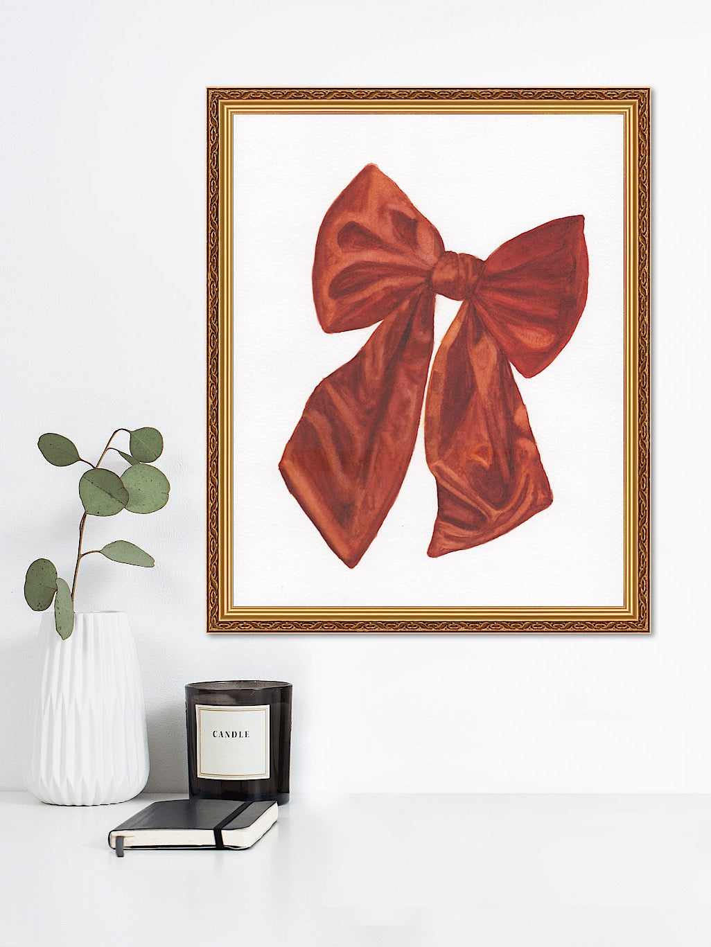 "Kissed in Ember" Watercolor Bow Art Print 🎀🍂