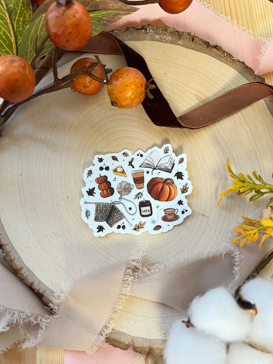 Autumn Cozy Favorites Sticker, 3x2.4in