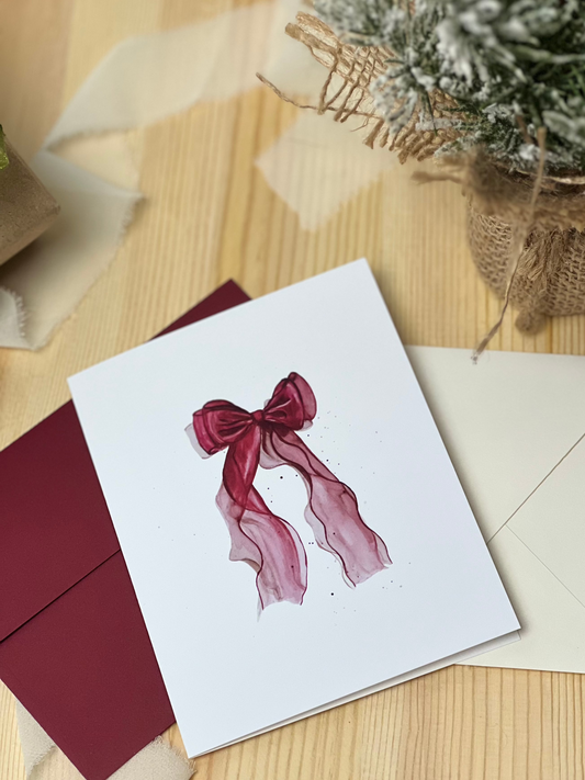 Red Chiffon Bow Greeting Card