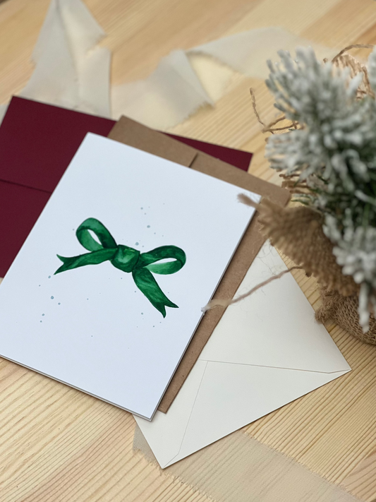Green Bow Greeting Card