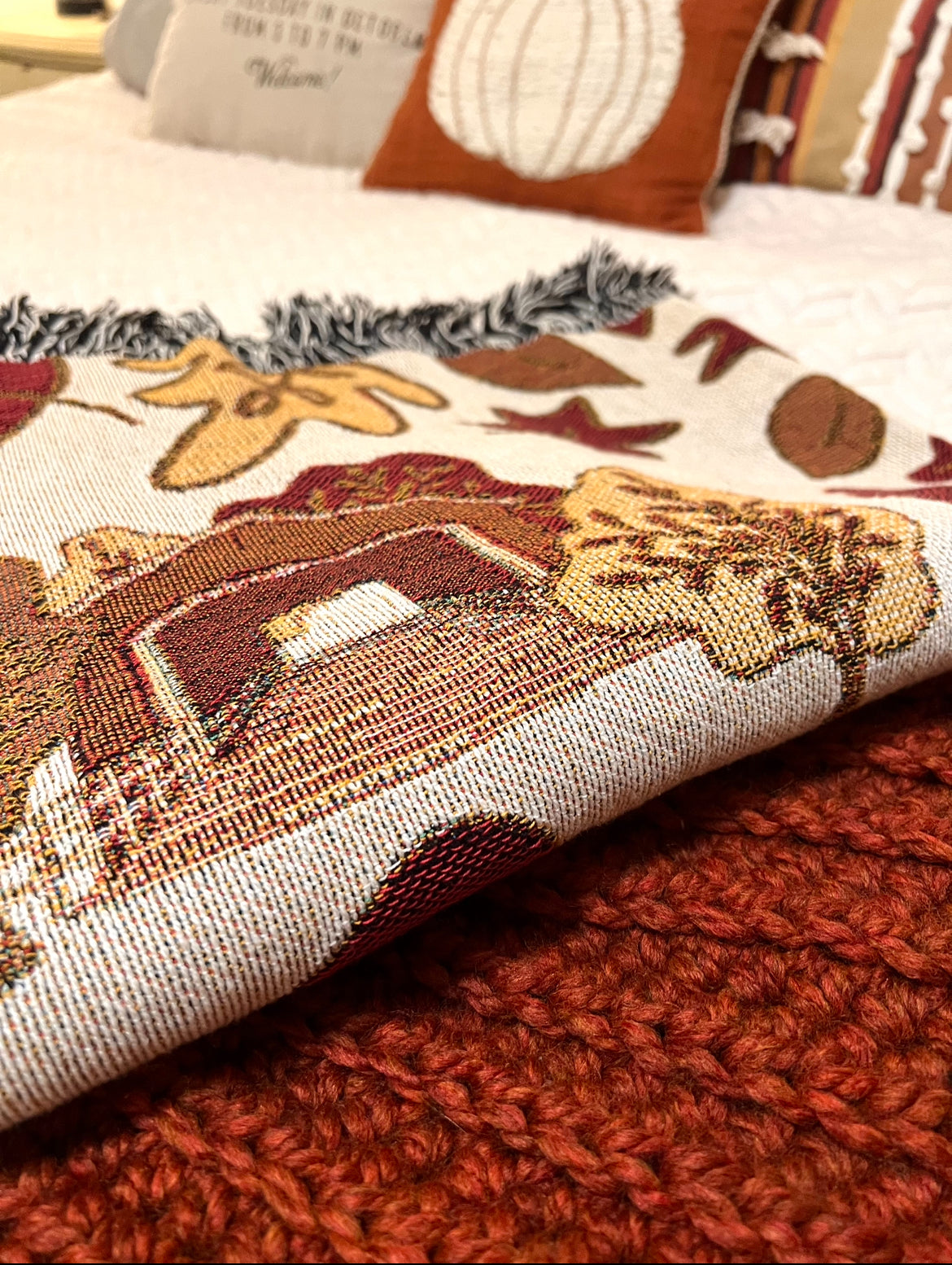 Autumn Town Woven Throw Blanket