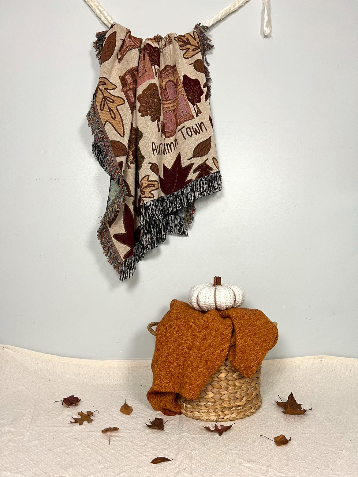 Autumn Town Woven Throw Blanket