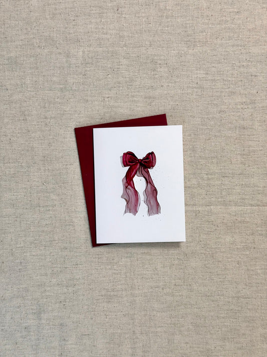Red Chiffon Bow Greeting Card