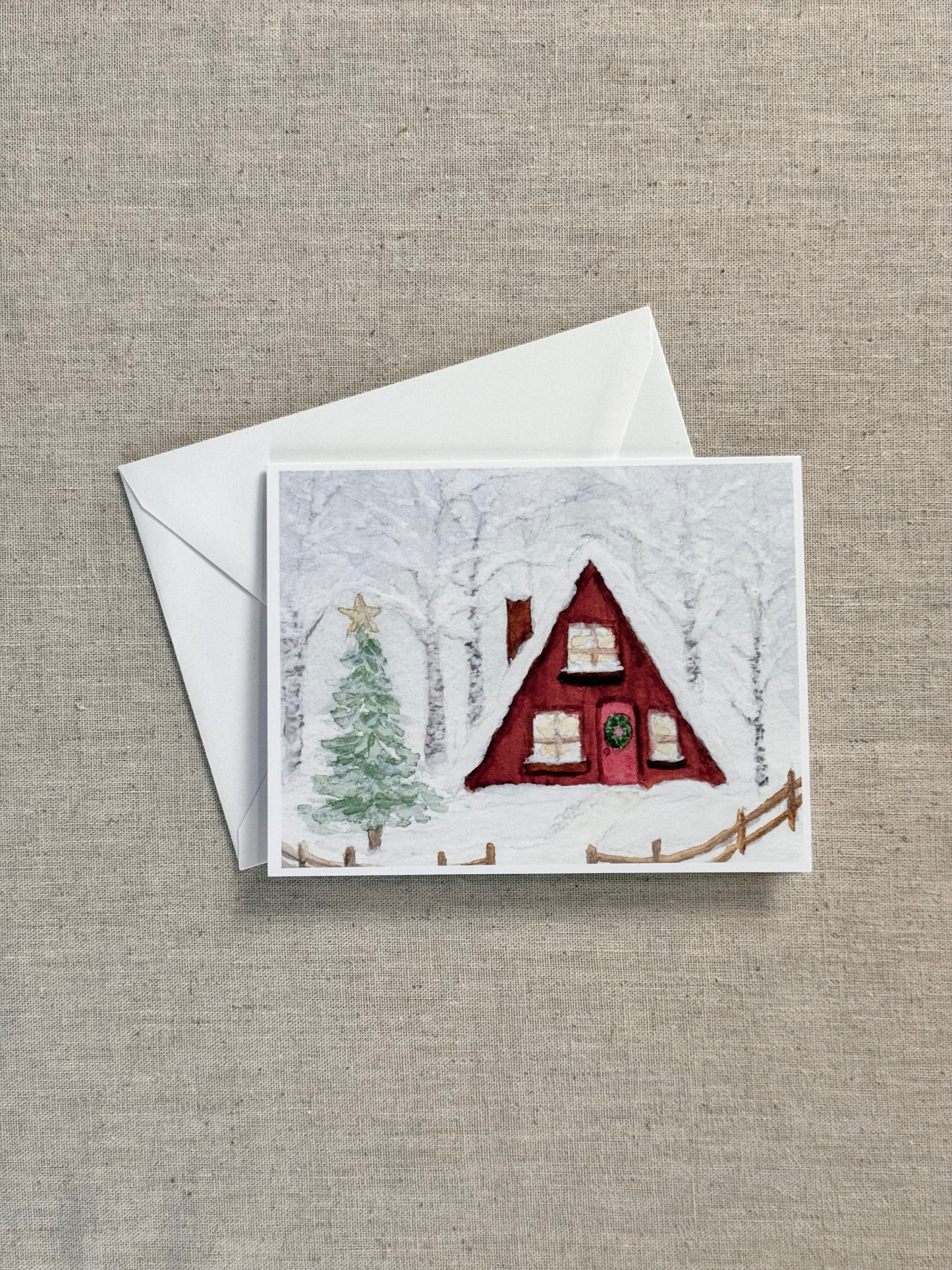 Cozy Christmas Cabin Greeting Card