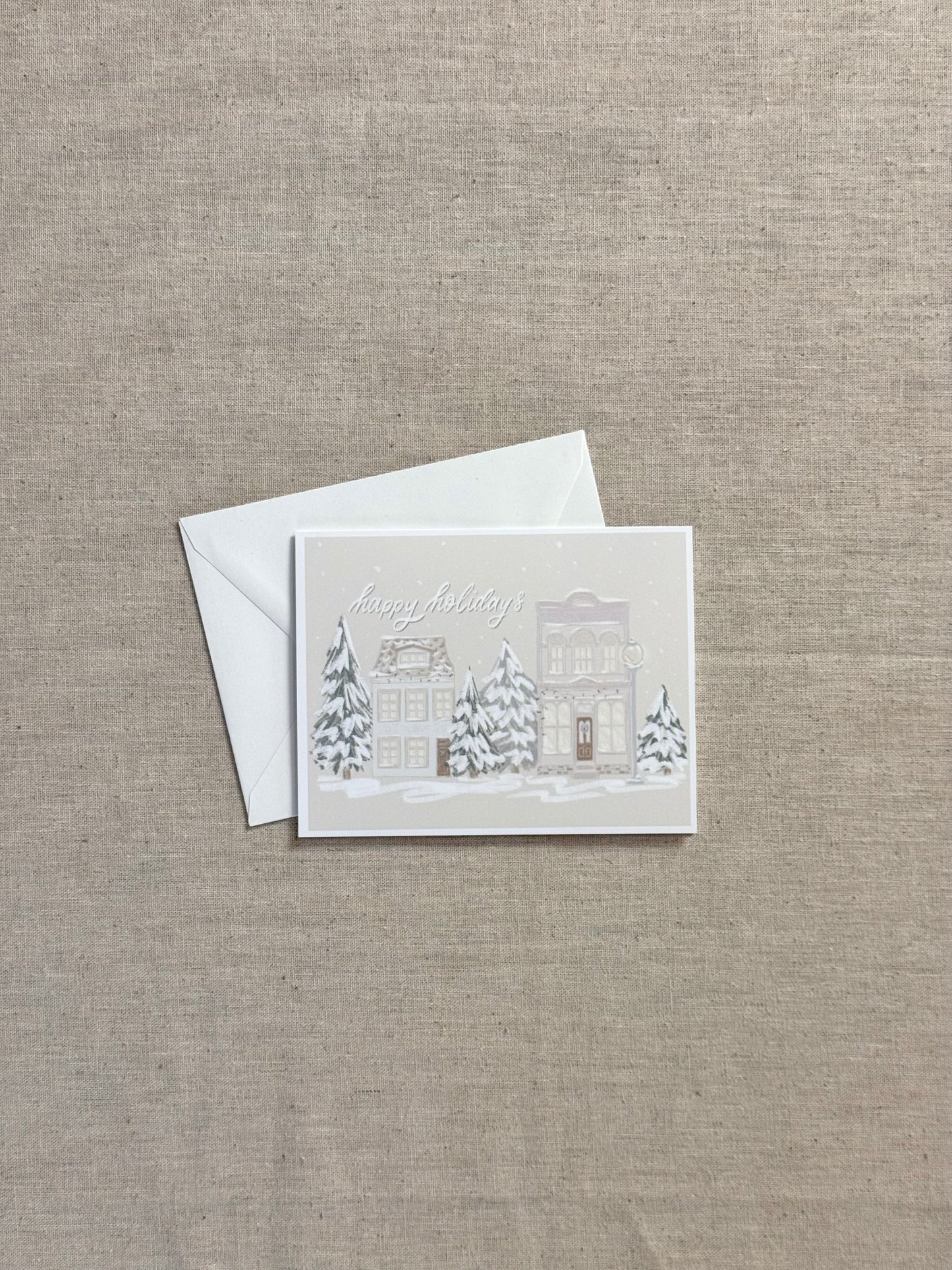 Happy Holidays Cute Town Greeting Card