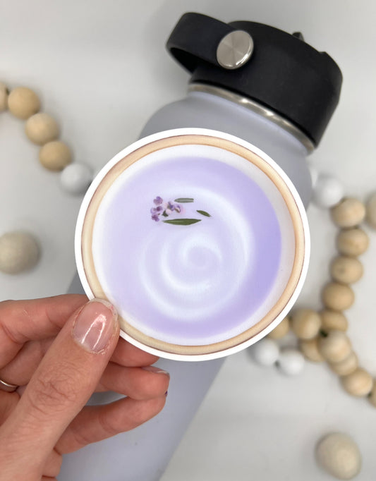 Lavender Latte sticker, 3x3in