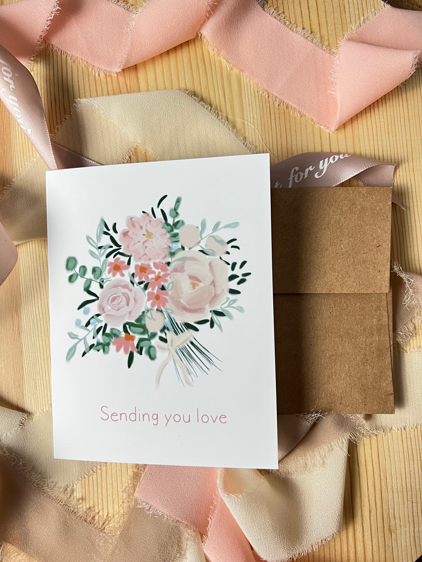 Sending You Love Flower Bouquet Greeting Card
