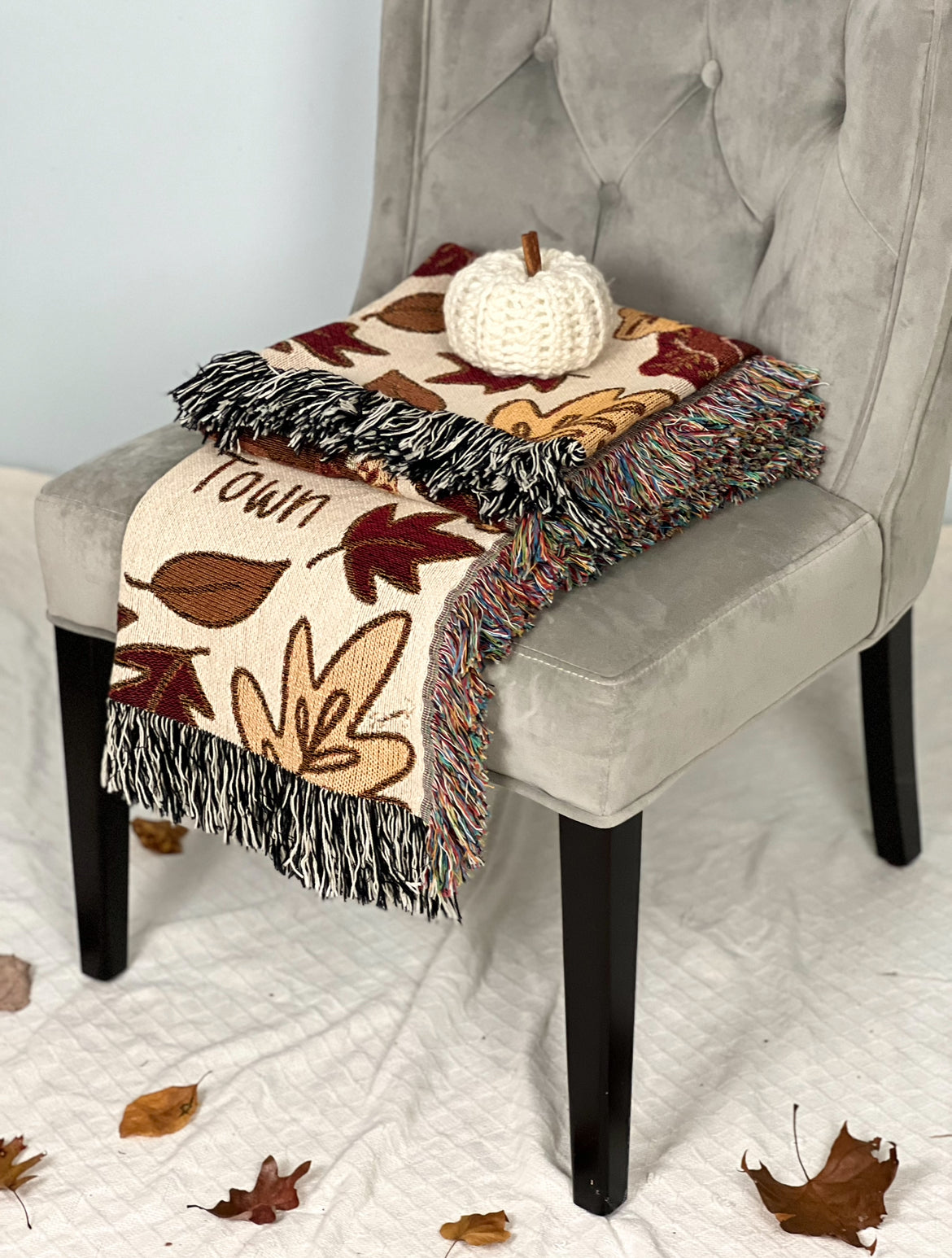 Autumn Town Woven Throw Blanket